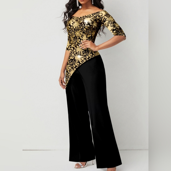 Hot golden jumpsuit NWOT - Picture 3 of 4
